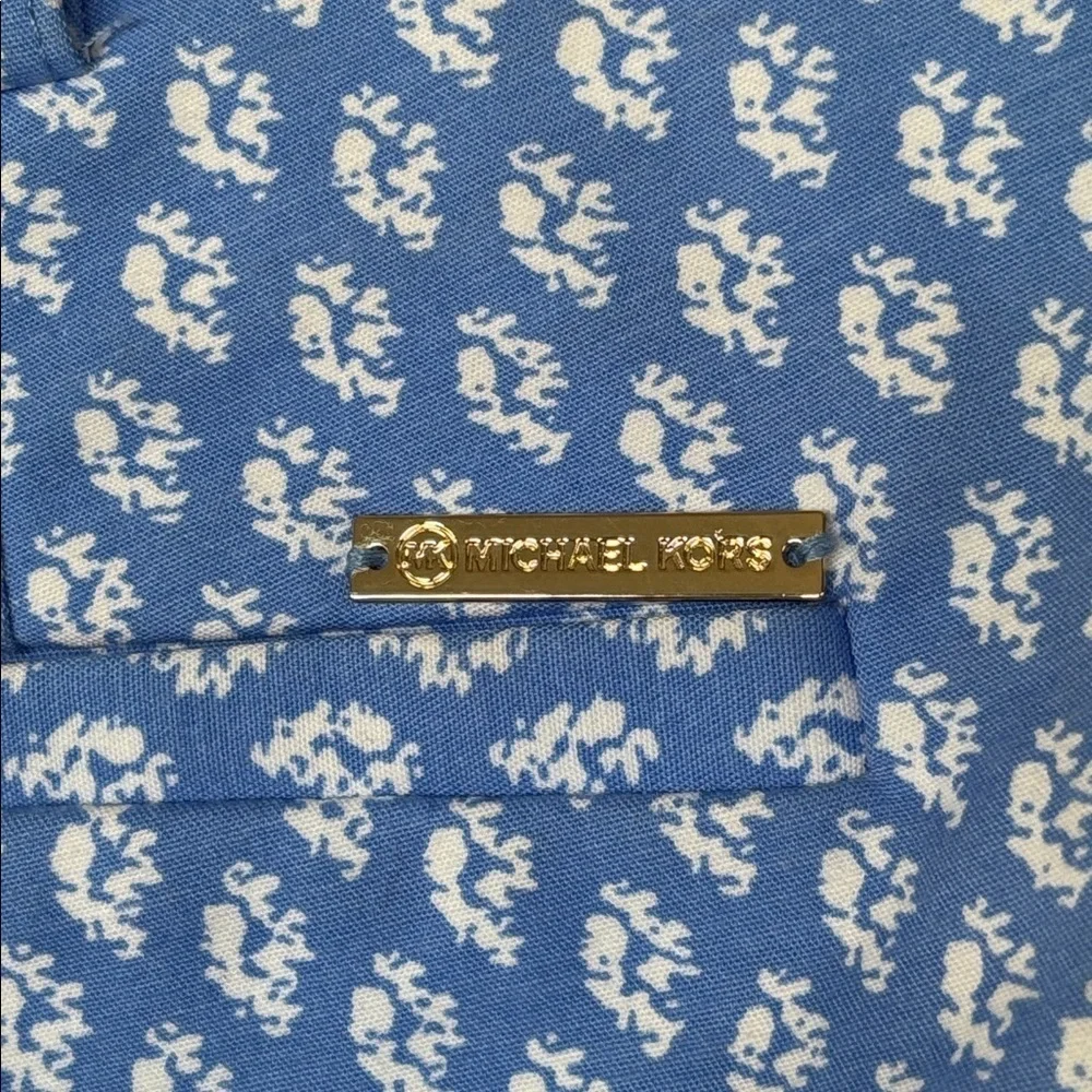 Michael Kors Crew Blue & White Geometric Casual Dress Pants Nautical Trousers